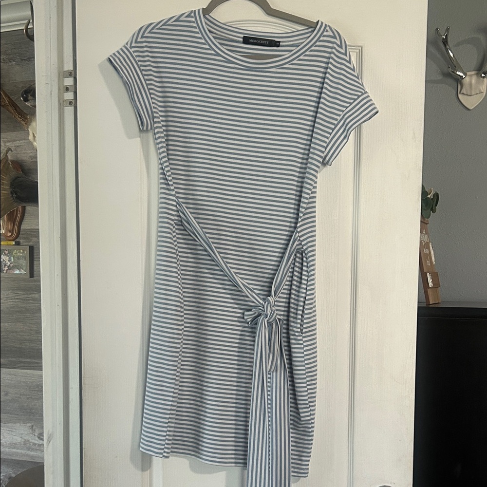 Casual Striped Mini Dress with Tie Waist
